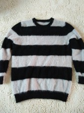 New genuine men mink cashmere stripe sweater pullovers free shipping s22510