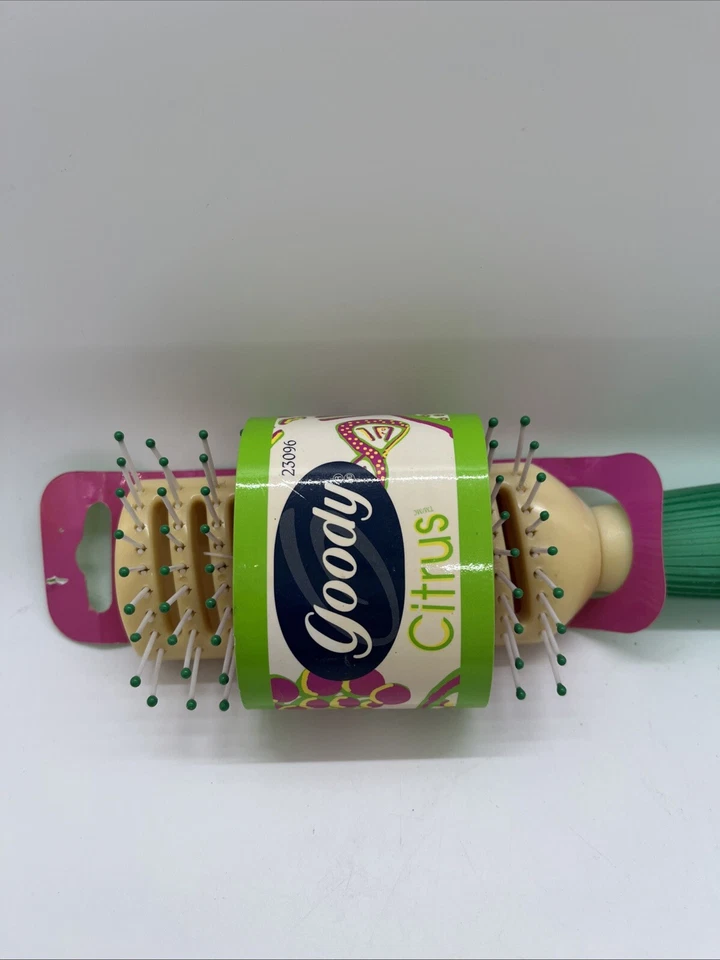 Cepillo de pelo vintage Goody Citrus multicolor Vent 1999 rosa verde Foto 2 de 4