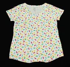 New York And Company Women's Printed V-Neck Perfect Tee JL3 Multicolor XL