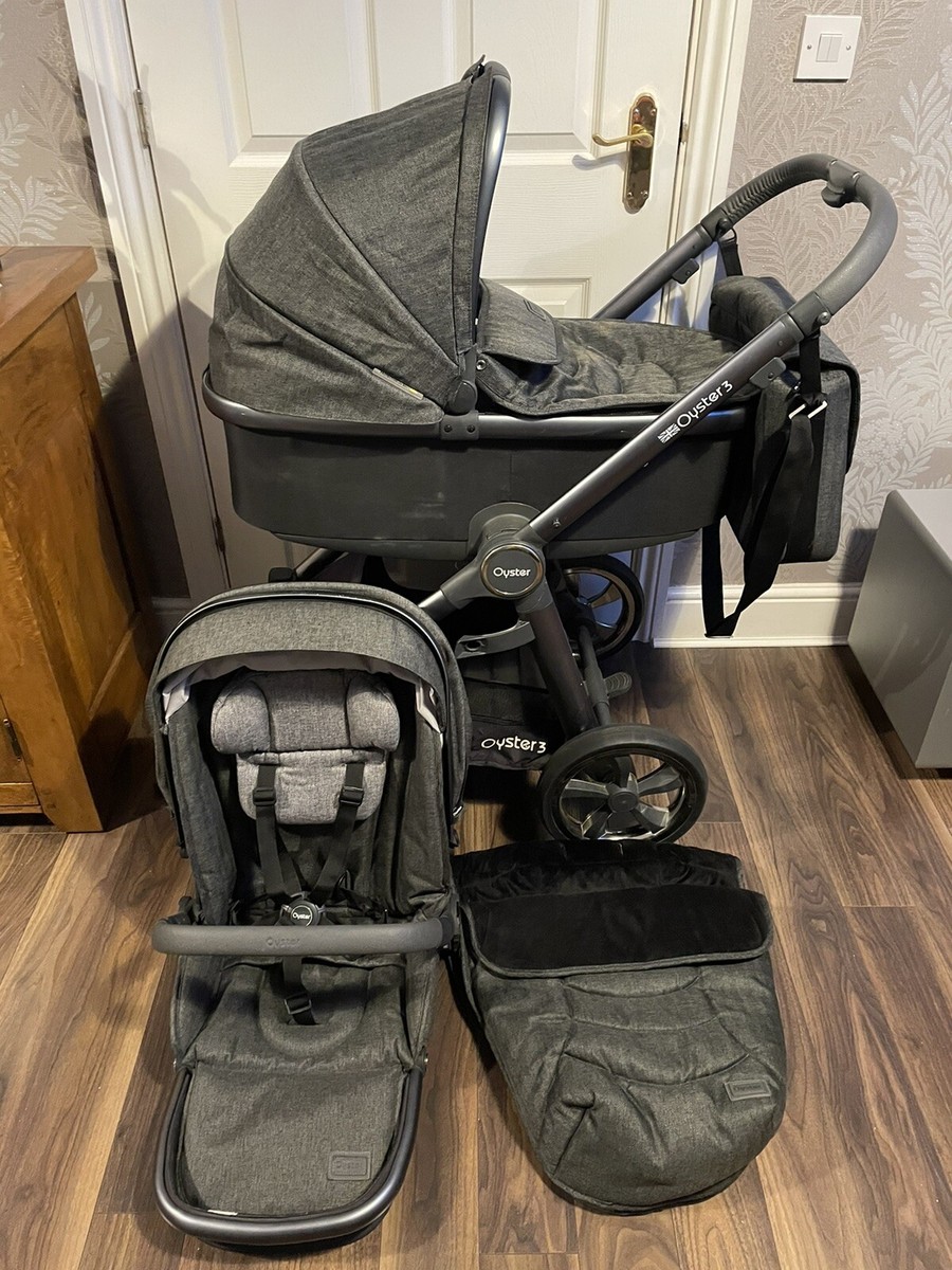 Babystyle Oyster Pram Pushchair Bundle Dark Grey Tweed Pepper Grey