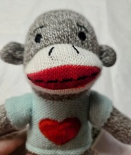 Dan Dee Sock Monkey Heart Plush Collector's Choice Knitted 10" Valentines Day