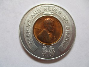 1953-Rexal-One-Cent-Sale-Good-Luck-Penny-encased-cent