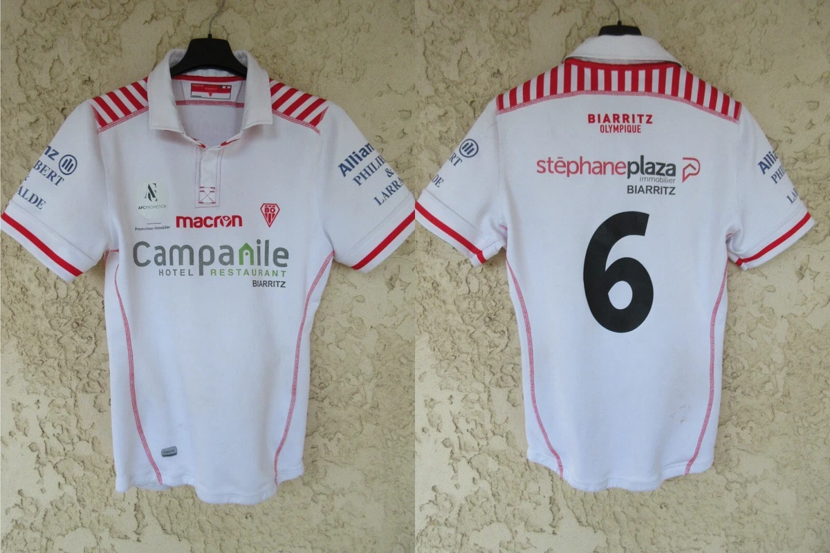 Maillot De Rugby Vintage MURET – Blanc, Numéro 8, Taille XXL (porté, Club Français)