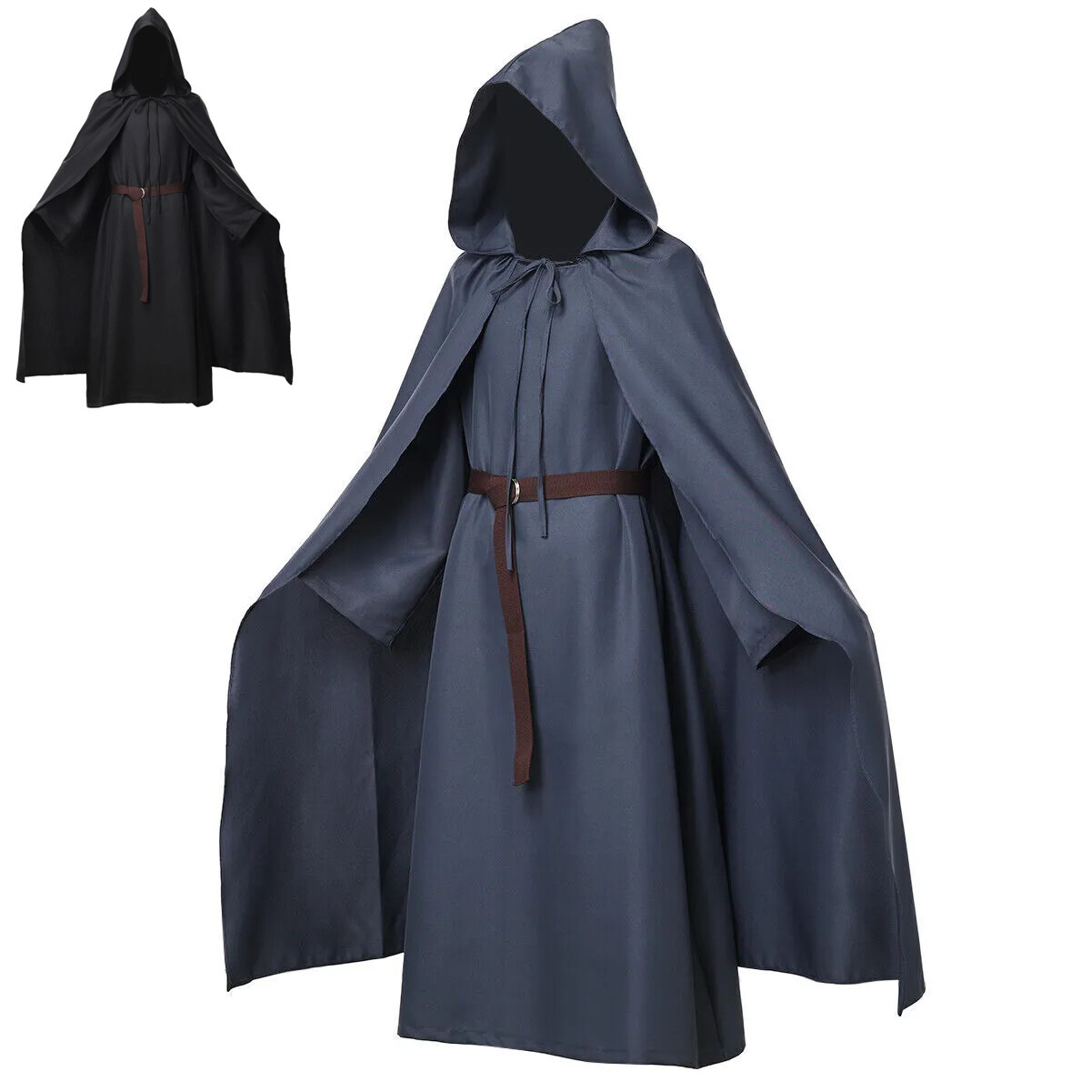 Mens Wizard Costume Sorcerer Robe Medieval Halloween Renaissance
