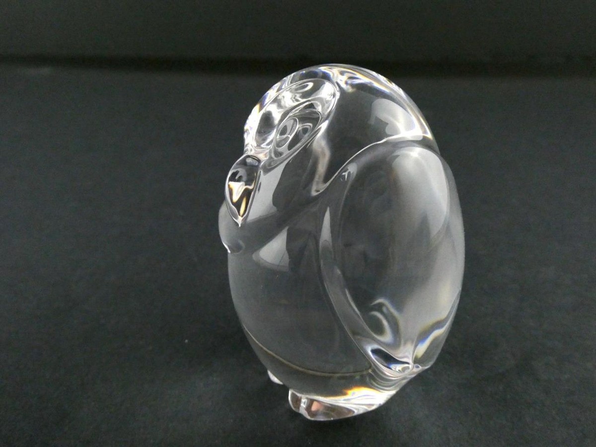 Steuben Crystal Figurines and Giftware Owl Hand Cooler Art Glass