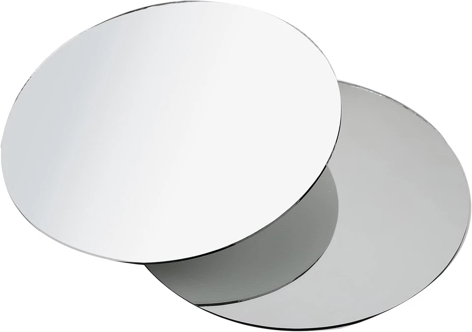 Azulejos de espejo de vidrio redondos Suwimut 30 piezas, bandejas de espejo redondas de 6 pulgadas sin marco Foto 3 de 4