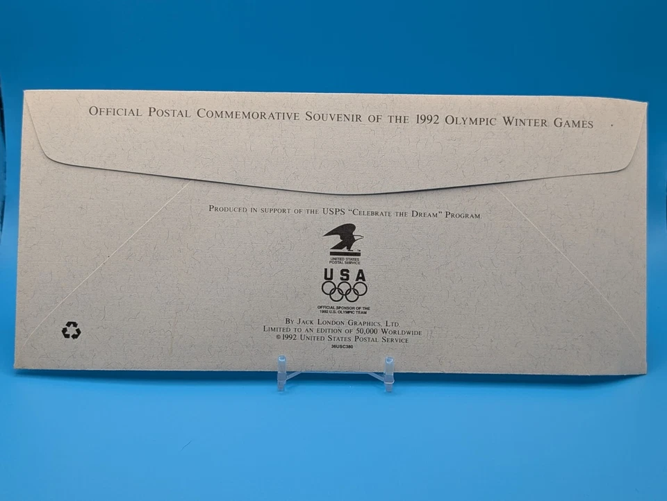 USA 1992 Albertville Olympic Winter Games Figure Skating Cover w/ 29c Stamp - Image 3 of 3