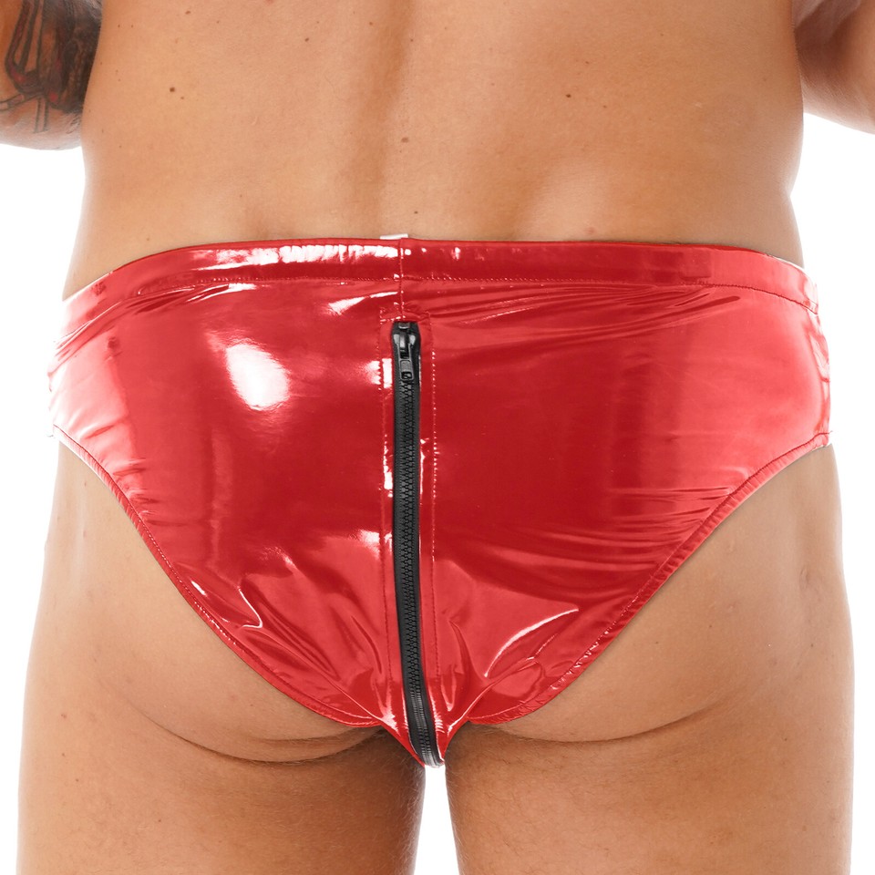 Men’s Black PVC Thong Back Brief Underwear – One Size, Breathable & Stretch, By Stallion