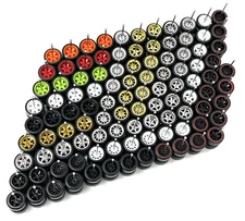 5 Wheel Sets Random MIX Real Rider Wheels w/ Rubber Tires for 1/64 Scale Cars