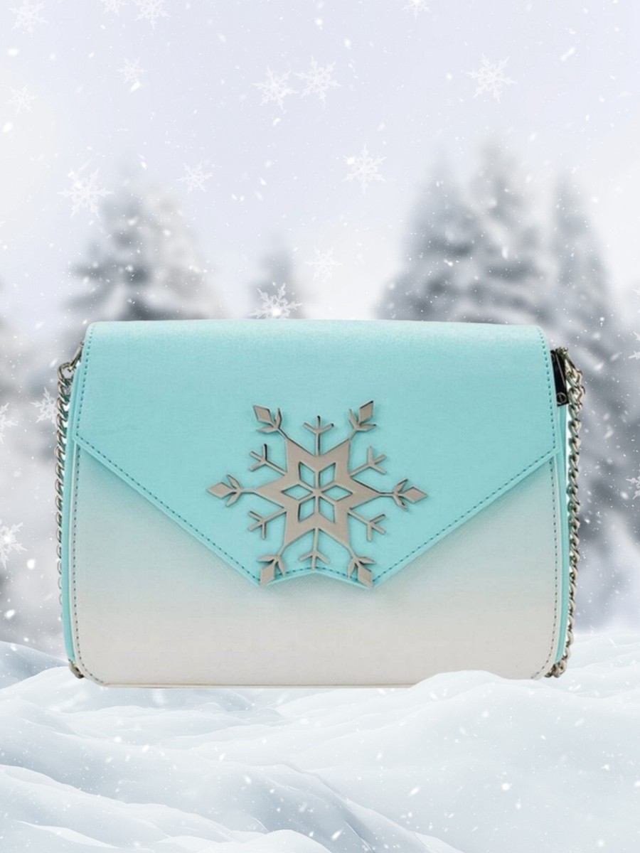 【Launge Fly】Exclusive-Elsa Snowflake Glitter Crossbody Bag Loungefly Exclusive - Disney Elsa Snowflake Glitter