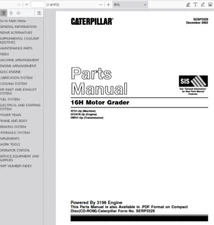 CAT Caterpillar 16H Motor Grader ATS1-Up Parts Catalog Manual PDF on USB