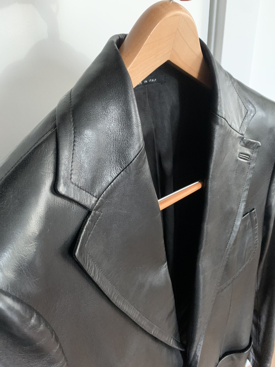 Gucci Tom Ford Black Leather blazer US 38R Equiv (label Euro