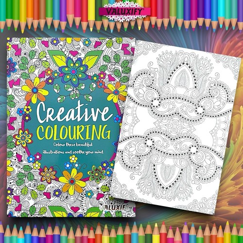 2 Adult Colouring Books Love & Creative Anti Stress Colour Therapy Mind Relax A4 - Imagen 12 de 17