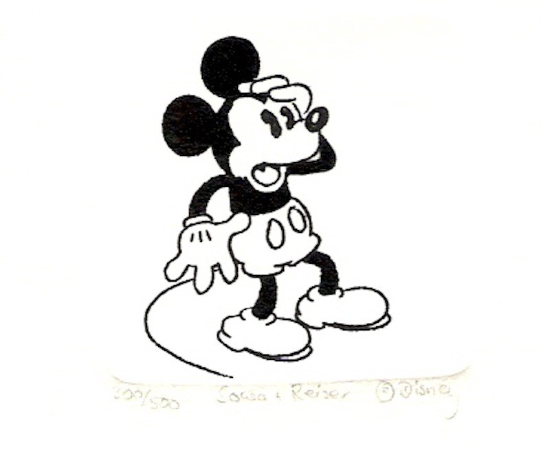 MICKEY MOUSE BLACK AND WHITE HAND PAINTED LTD ED ETCHING | eBay
