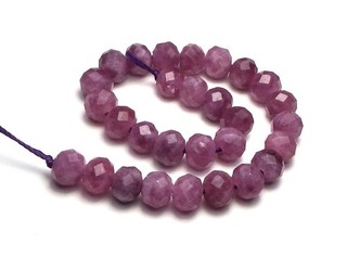 TOURMALINE Faceted Round Beads PINK 6mm NATURAL 5" Strand