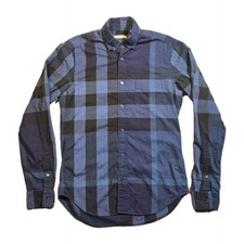 Burberry Brit Shirt Men's Size Small Blue Navy Plaid Button Down Nova Check