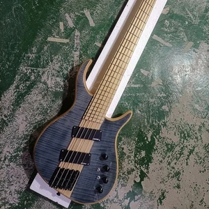 5 String Fanned Fret Electric Bass Guitar Active Maple Fretboard Black Hardware