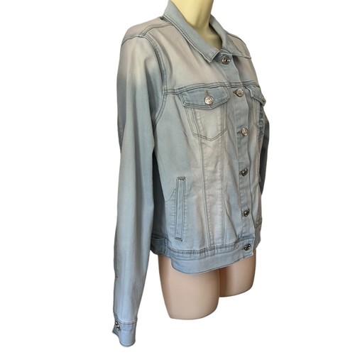 Nine West Jeans Size L Blue Light Wash Denim Jean Jacket NWT Retro Vibe - Picture 2 of 10