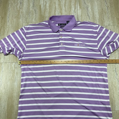 Oxford Golf Mens XL The Players TPC Sawgrass Purple White Striped Polo Shirt - Picture 3 of 18
