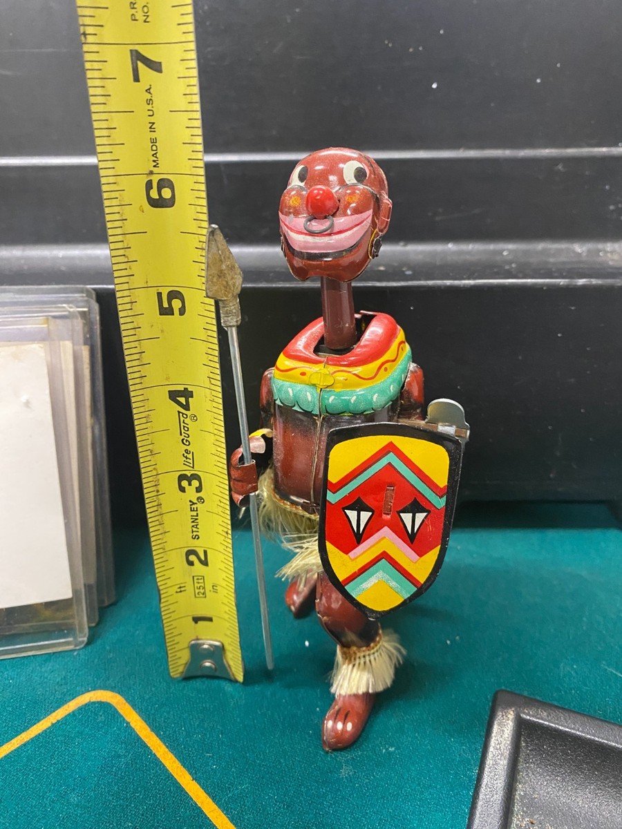 Vintage Pango Pango African Dancer Tin Mechanical Wind up Toy In