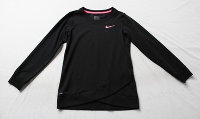 Nike Girl's Plus Dri-FIT Crossover Hem Shirt EH6 Black/Pink Size 6X (6-7Y)