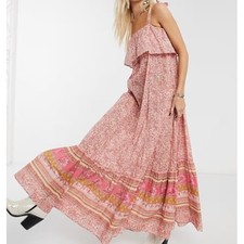 FREE PEOPLE Tangier Babydoll Maxi Dress Cotton Rose Pink {3V47}
