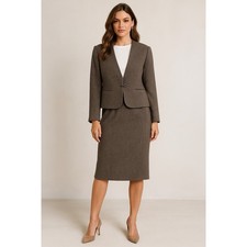 Acquisition Skirt Suit Womens 11/12 Green Wool Tweed Jacket Preppy Classic VTG