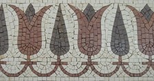 Floral Mosaic Border Art: 8" Marble Wall Decor