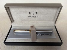 Vintage Parker Sonnet France Fountain Pen Chrome With Gold Trim And Nib