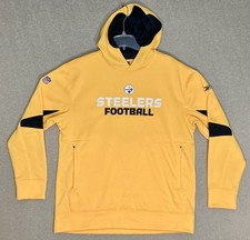 Pittsburgh Steelers Hoodie Mens Large L Yellow Authentic Sideline RBK Reebok