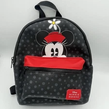 BioWorld Disney Minnie Mouse Mini Backpack Black with Daisy Flower! NWOT!