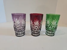AJKA Caroline Set Of 3 Ruby, Amethyst, Emerald Crystal Highball Tumbler