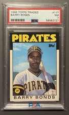1986 Topps Traded BARRY BONDS #11T RC PSA 7 NM Rookie Card. rookie card picture
