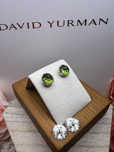 David Yurman Round Chatelaine Earrings Sterling with Peridot .925 - Picture 9 of 20