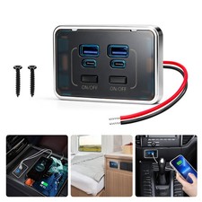 12V-24V USB Outlet PD QC3.0 4 Ports Car Fast Charger Socket Panel RV Boat Marine