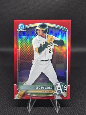 2025 Bowman Draft Leo De Vries #BDC-87 Chrome Refractor Red /5 Athletics