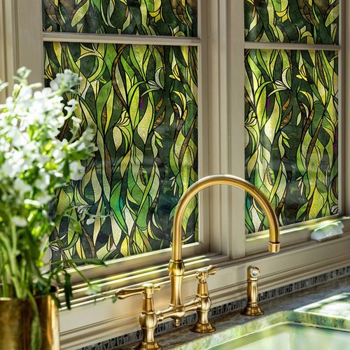 Transparent Static Window Film, Faux Stained Glass Window Stickers, Original ...