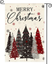 Merry Christmas Garden Flag 12X18 Inch Double Sided Outside, Christmas Tree Snow