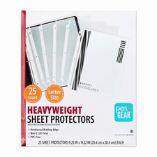 Heavyweight Sheet Protectors, Clear, 9.25" x 11.22", 25 Count