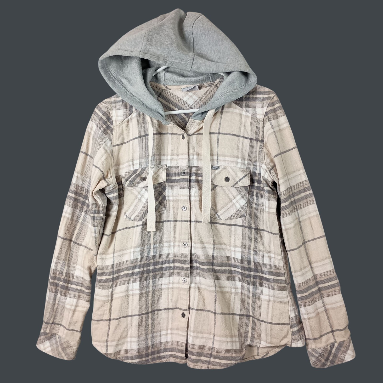 Columbia Canyon Point II Flannel Shirt Jacket Plaid Womens M Beige Gorpcore