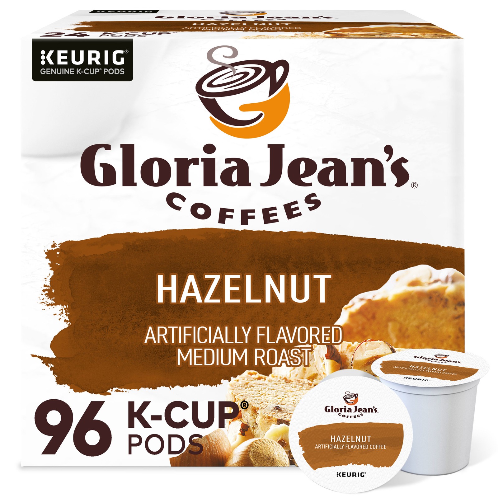 Gloria Jean's Hazelnut Coffee, Keurig K-Cup Pod, Medium Roas