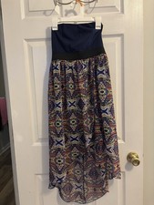 xhilaration Womens Juniors Dress Sz Small Tube Top Mid Length Colorful