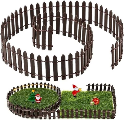 QUOHE Zubehör, Mini Zaun Holz Puppenhaus Wichteltür Deko Braun Miniatur Wichtel