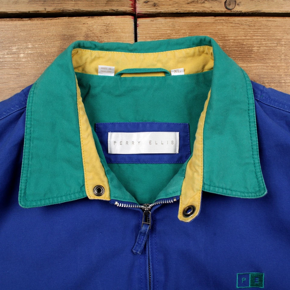 Vintage Perry Ellis Windbreaker Jacket XL Bomber Blue - Image 3 of 4