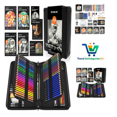 Shuttle Art Zeichenset 124 Stück Buntstifte Aquarellstifte Graph