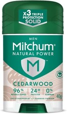 Mitchum Men Natural Deodorant Stick, Vegan 96% Natural Ingredients, Cedarwood UK