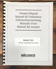 Audio Research  CD2 CD-2 CD Transport / Player Owners / User Manual *Original*
