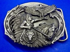 Chief Eagle Feather A.G. 10 Arroyo Grande Native American Indian Belt Buckle