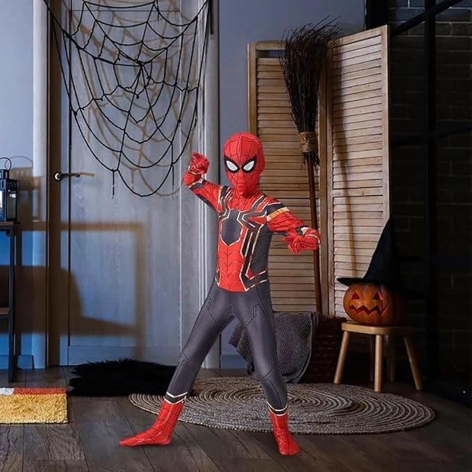 Boys Spiderman Costume Set Web Shooter Kids Halloween Party Fancy Dress Outfit - Image 4 of 4