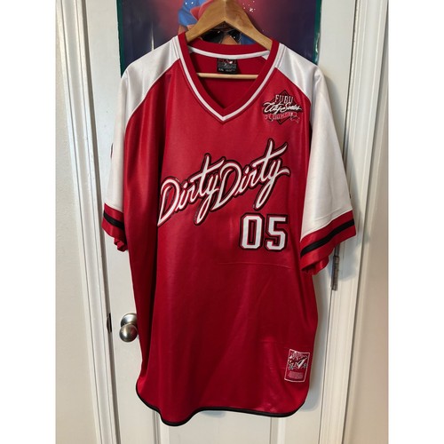 Fubu Dirty Dirty Jersey Baseball Shirt Red White XXL y2k 2000s hip hop